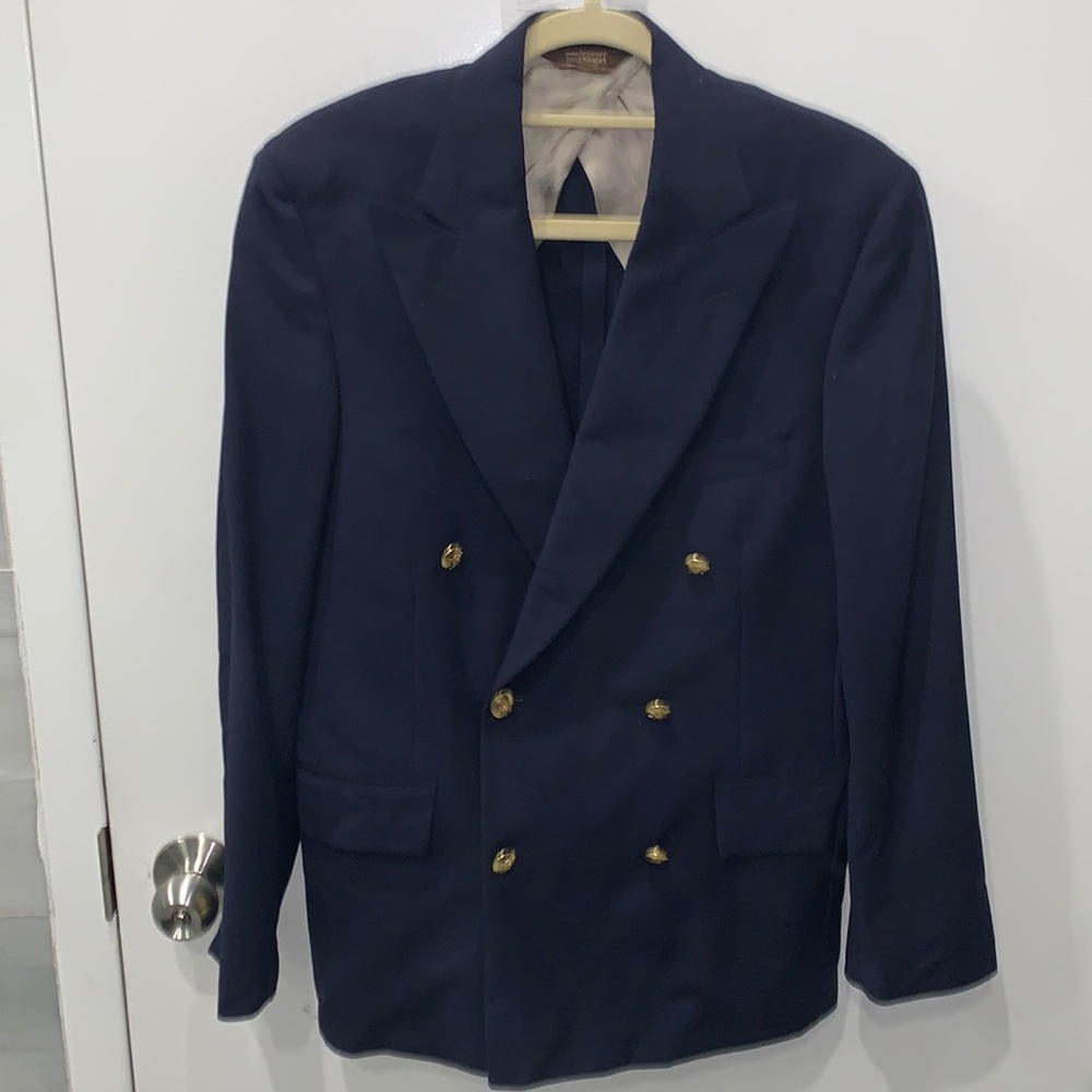 PAUL STUART Double Breasted Jacket Navy 36S w/ Gold Buttons